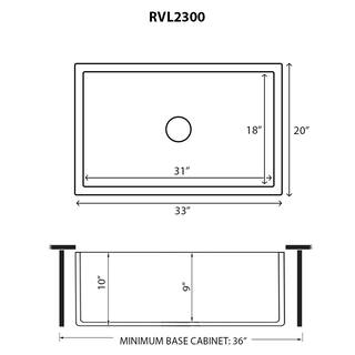 Ruvati Farmhouse Apron-Front Fireclay 33 in. x 20 in. Reversible Single Bowl Kitchen Sink in White RVL2300WH