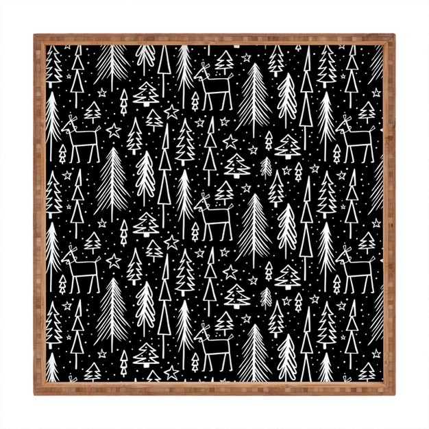 Heather Dutton Winter Wonderland Black Square Bamboo Tray Deny Designs