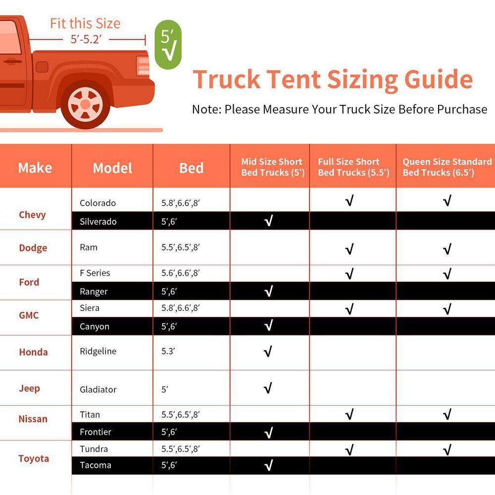 ANGELES HOME 2 Person Portable Pickup Tent with Carry Bag-M 8CK11GP661OR-M