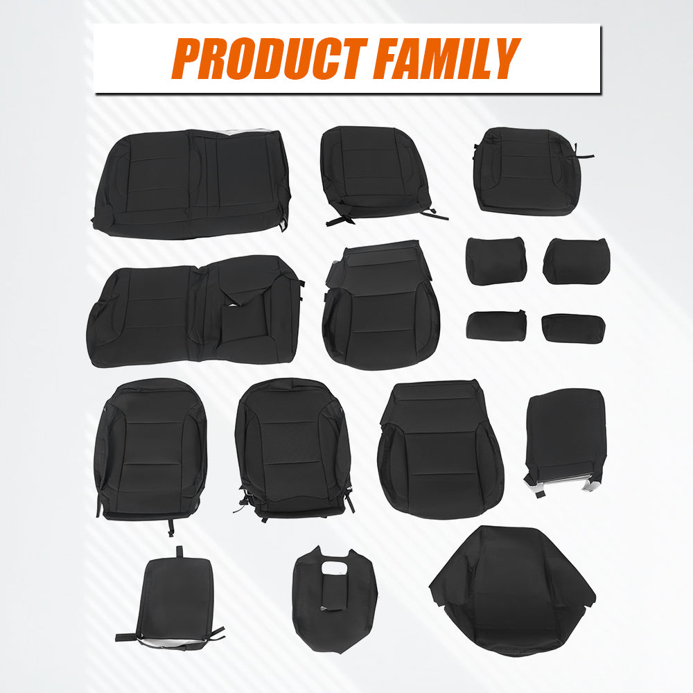 For 2014-2018 Chevy Silverado Crew Cab LT KATZKIN Style Black Seat Covers 15 16 17