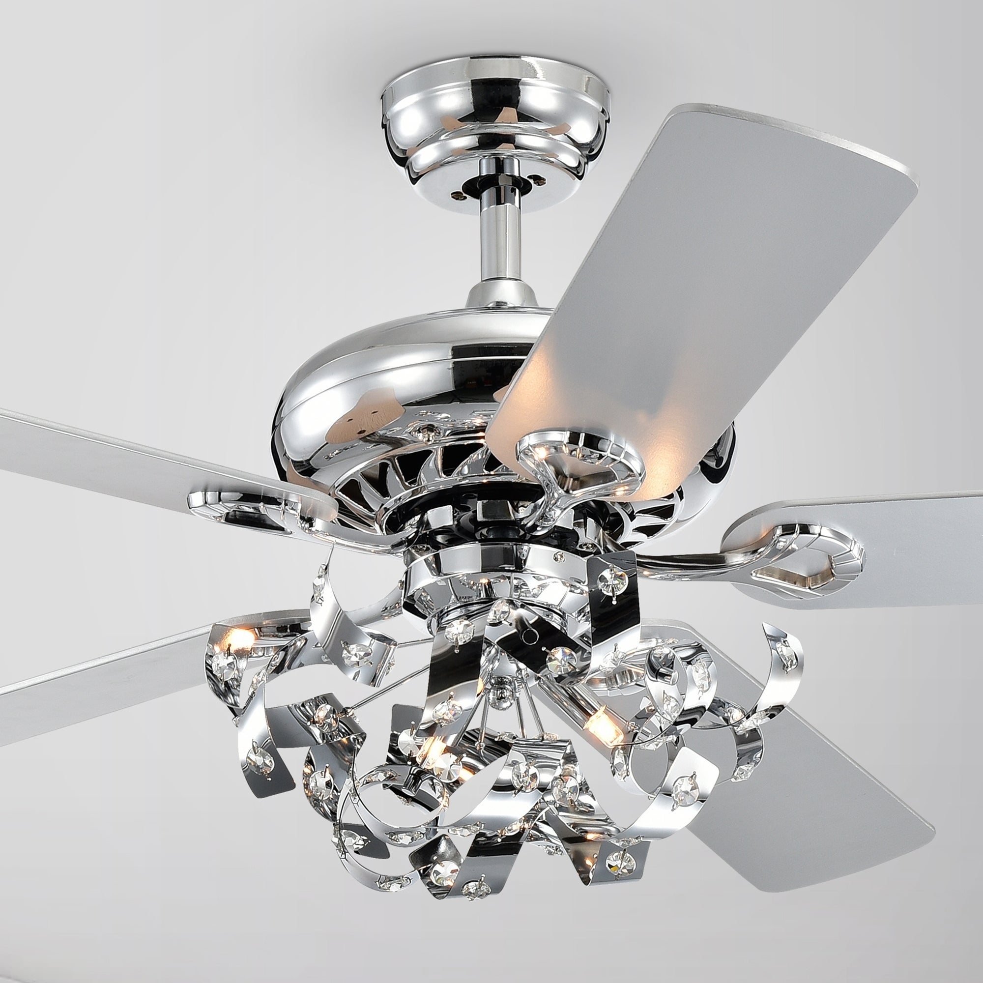 Maree Chrome 52-Inch 5-Blade Lighted Ceiling Fan (Includes Remote) Shopping - The Best Deals on Ceiling Fans | 35259970