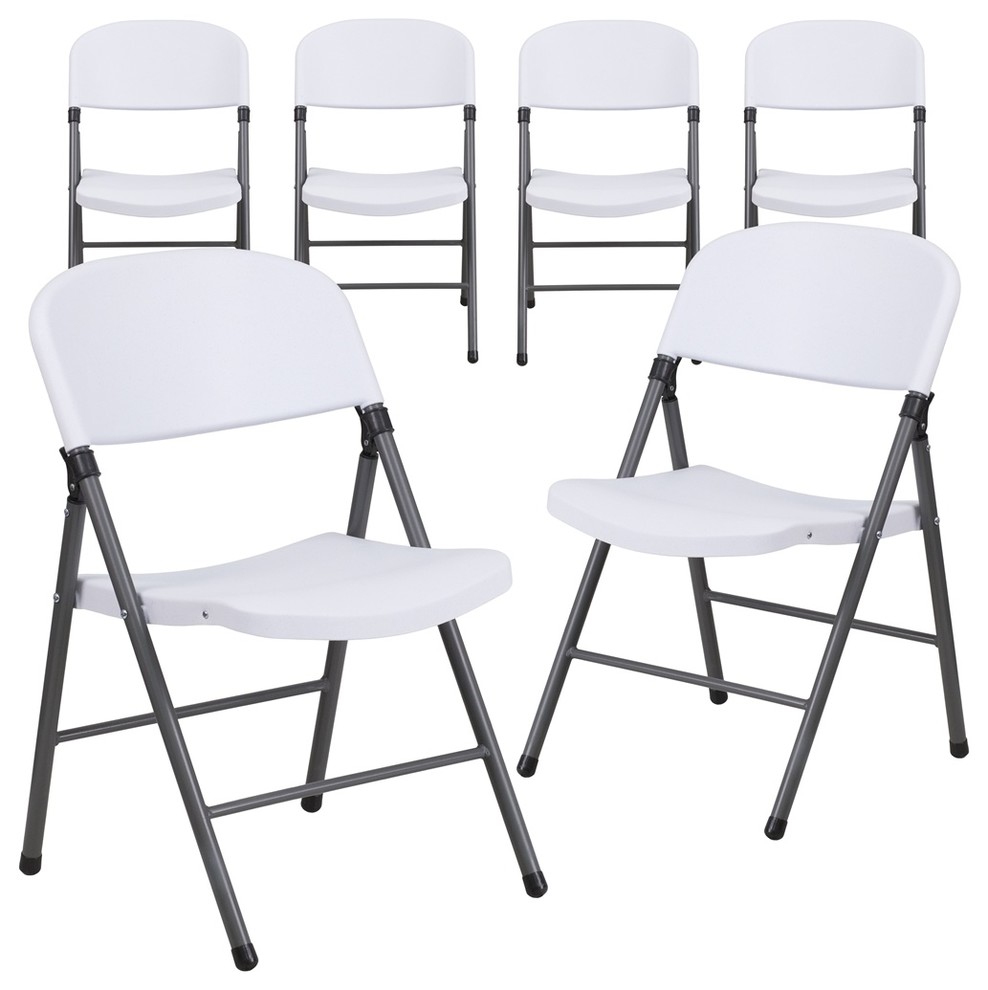 Hercules Series 330 lb. Plastic Folding Chairs With Frame  Set of 6   Contemporary   Folding Chairs And Stools   by BisonOffice  Houzz