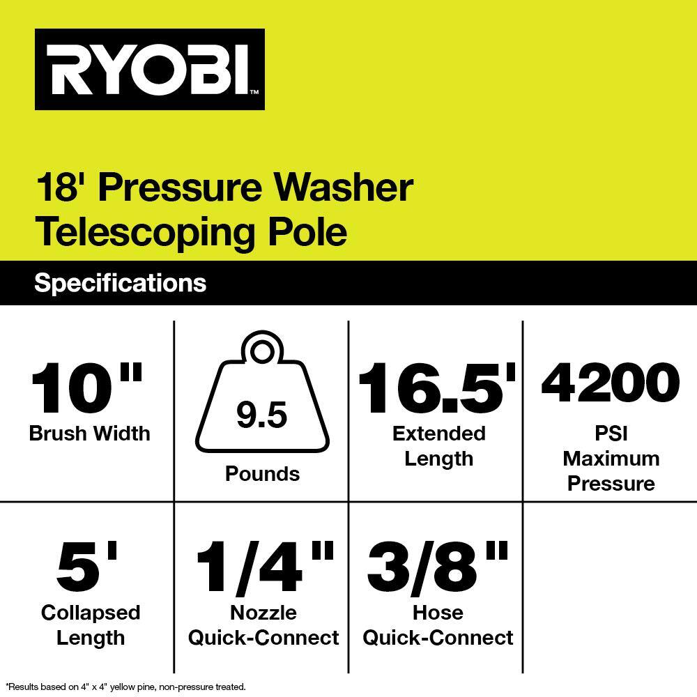 RYOBI 18 ft. Extension Pole with Brush for Pressure Washer RY31EP26