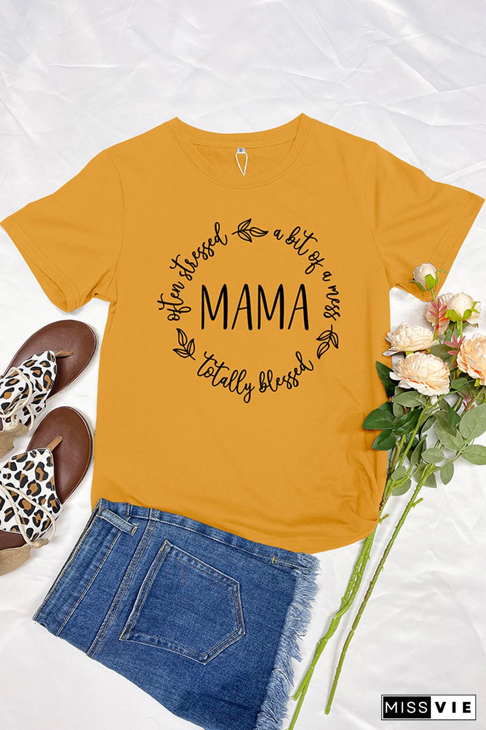 Blessed Stressed and a Mess MAMA Short Sleeve Graphic Tee Wholesale