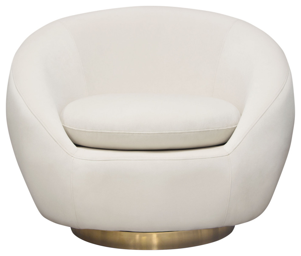 Celine Swivel Accent Chair  Light Cream Velvet With Brushed Gold Accent Band   Contemporary   Armchairs And Accent Chairs   by clickhere2shop  Houzz