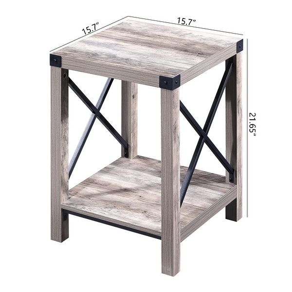 Ledel Rustic Accent Side Table End Table With Shelf