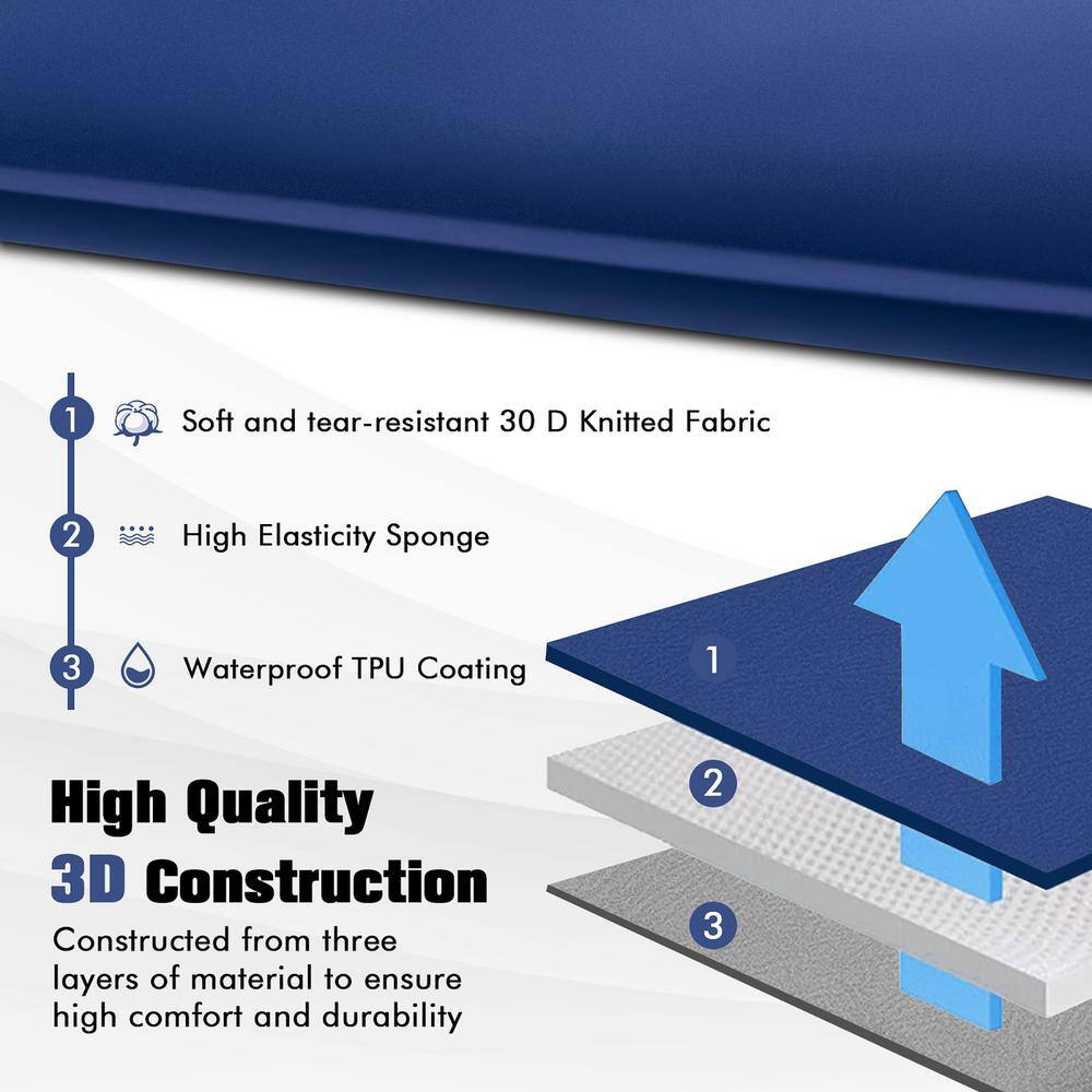 Costway 75 in. Portable  Lightweight Folding Foam Sleeping Cot for Camping Blue NP10373BL