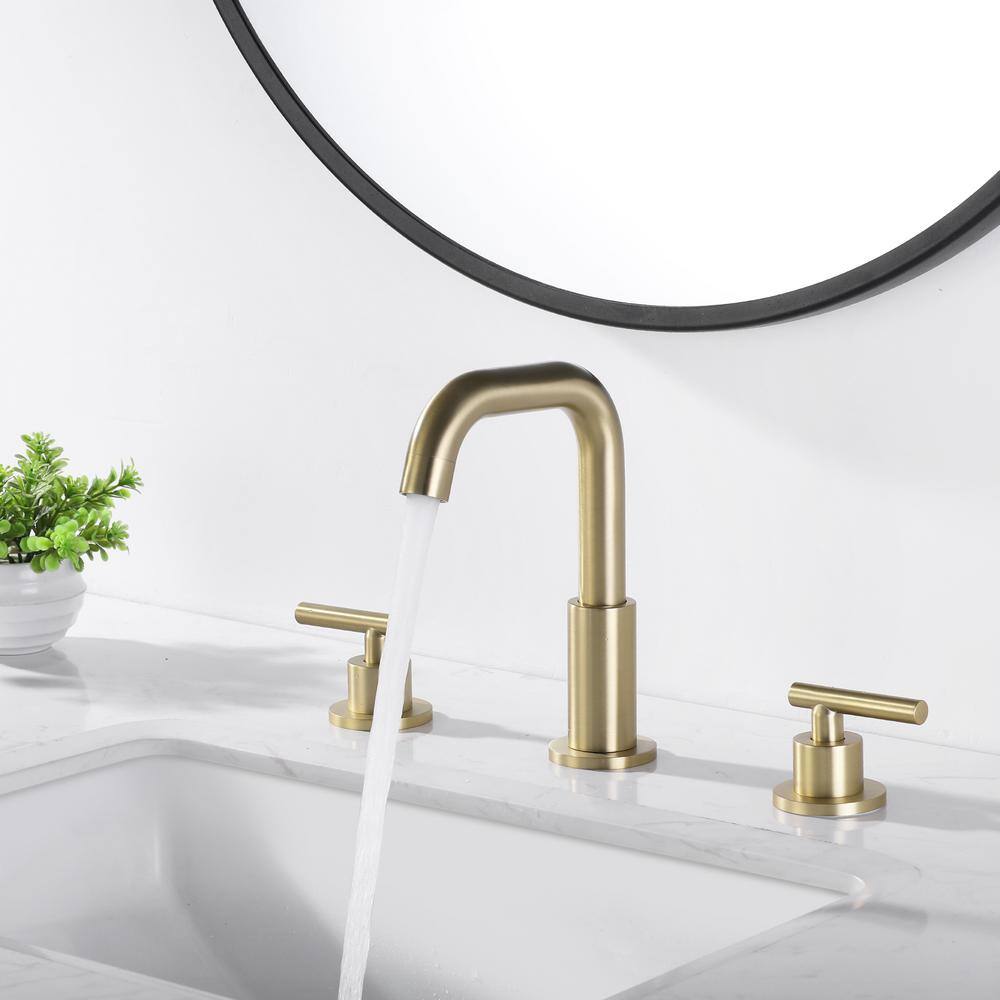 FORCLOVER 2-Handle Widespread Brass Bathroom Faucet in Brushed Gold Bidet Faucet LSD-BSFBG54