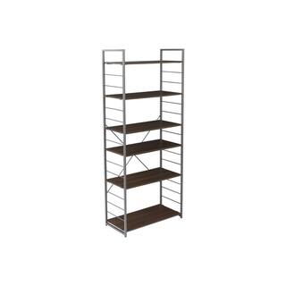 Nyhus 84 in. x 33 in. Brown MDF Wood Steel Frame 6-Shelves Adjustable Bookcase HD-56330008433