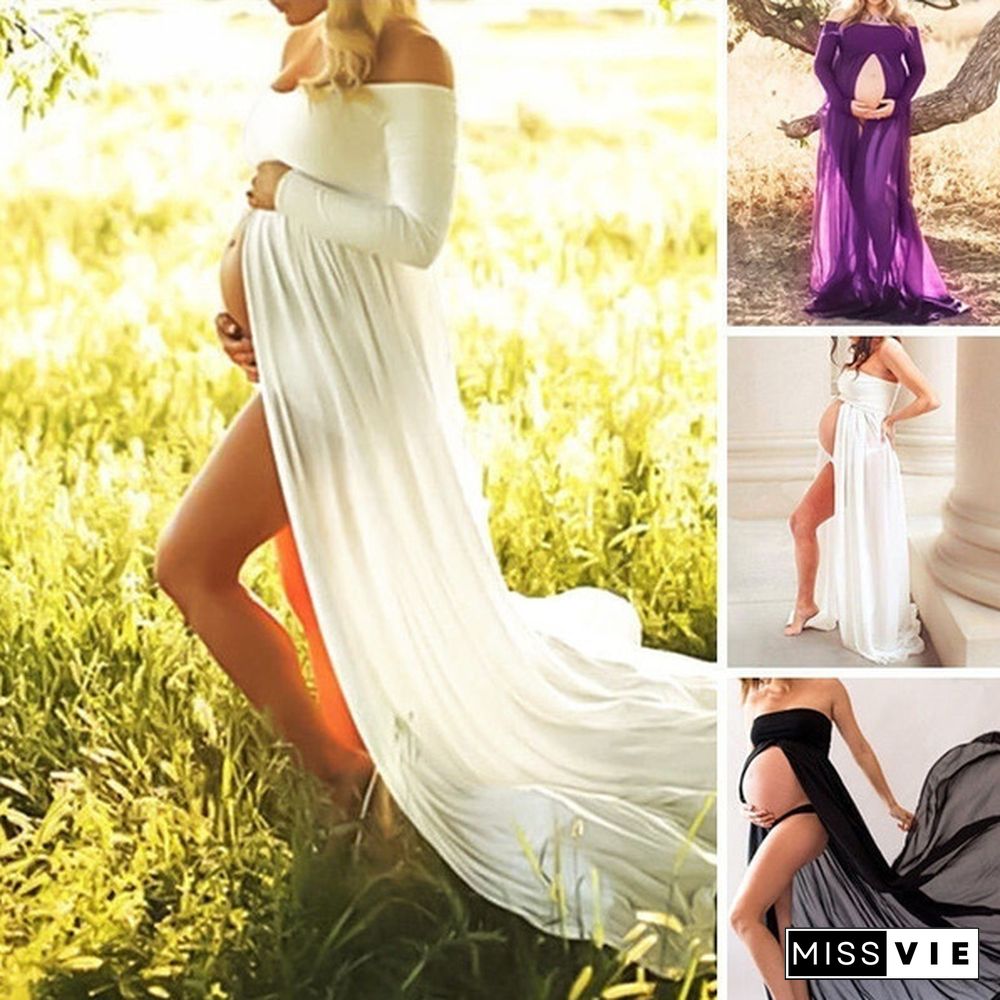 Sexy Women Skirt Chiffon Maternity Photography Props Dress Off Shoulders Women Fashion Dresses