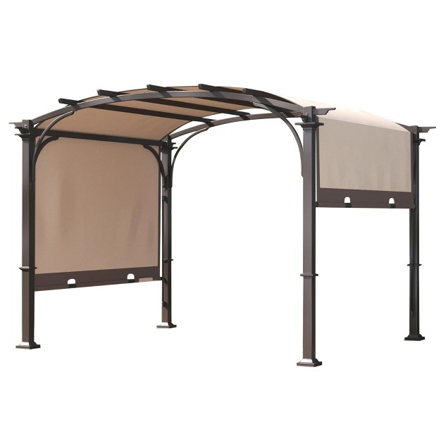 Sunjoy 9 X 11 Foot Arched Pergola Cover Outdoor Roof Shaded Canopy Tent With Steel Frame For Backyard Patios Decks And Gardens Brown And Black