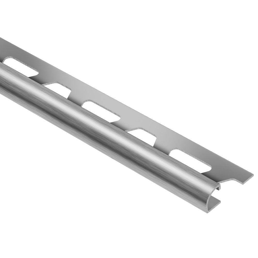 Schluter Systems Rondec Brushed Stainless Steel 12 in. x 8 ft. 2-12 in. Metal Bullnose Tile Edging Trim RO125EB