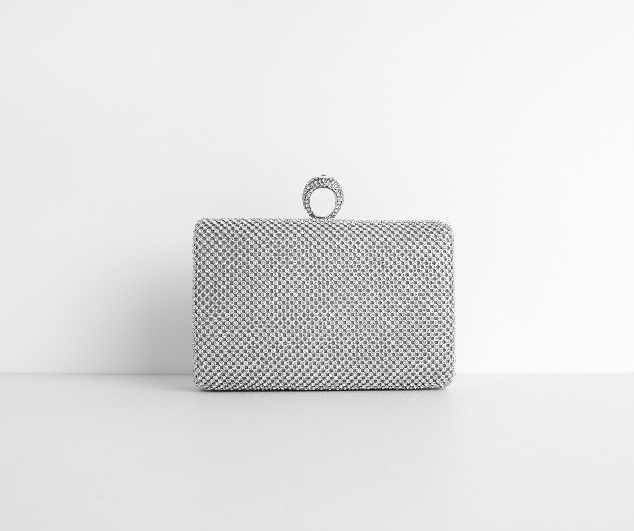 Bring The Bling Rhinestone Mesh Clutch