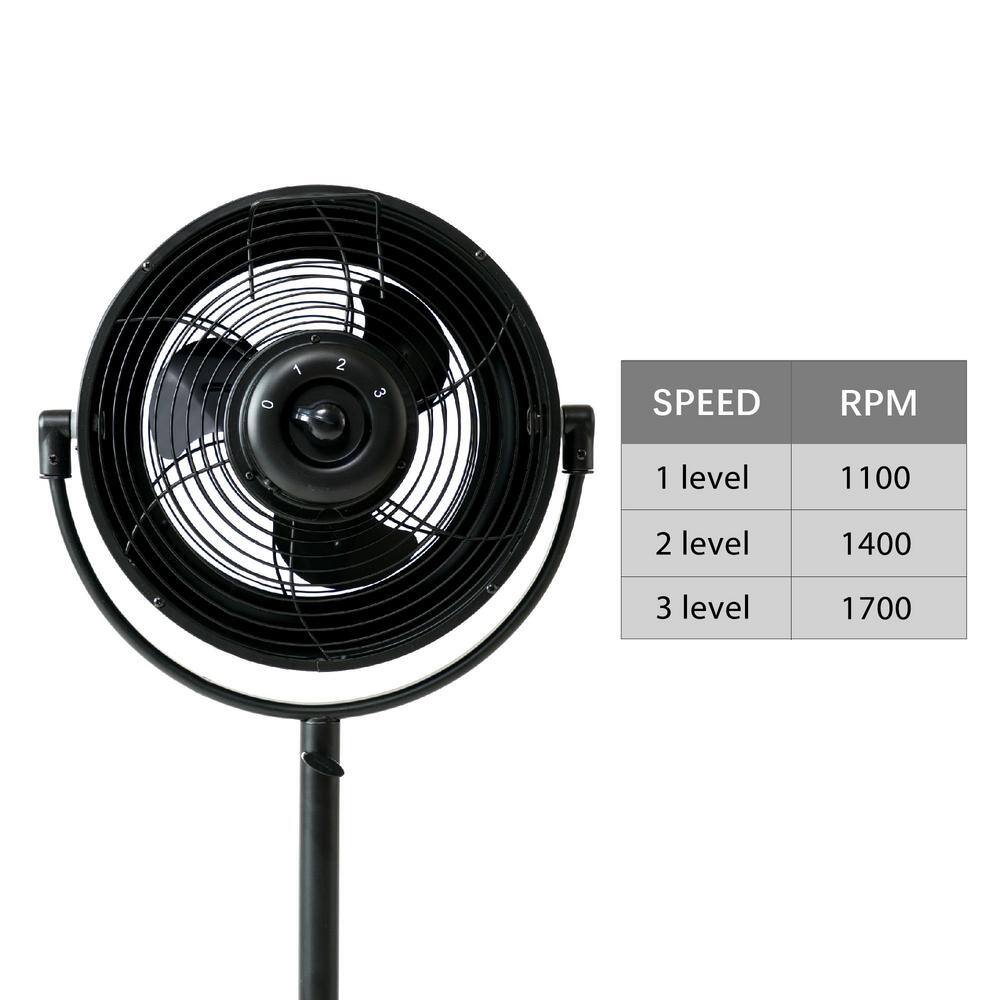 Tidoin 36 in. H 3 Fan Speeds Pedistal Fan in Black with Adjustable Height DHS-YDW1-196