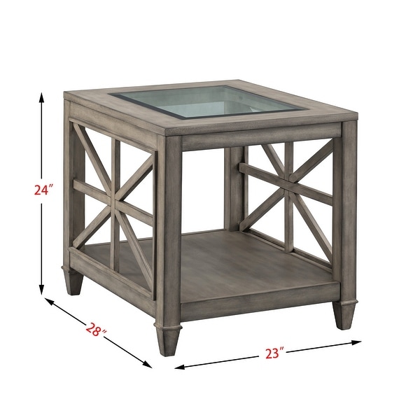 JASIWAY X-Base End Table with Tempered Glass Top