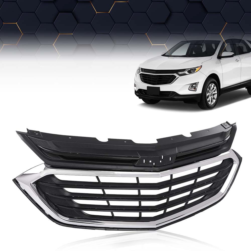 PIT66 BlackandChrome Front Bumper Upper Grille Fit for Chevrolet Equinox 2018 2019 2020