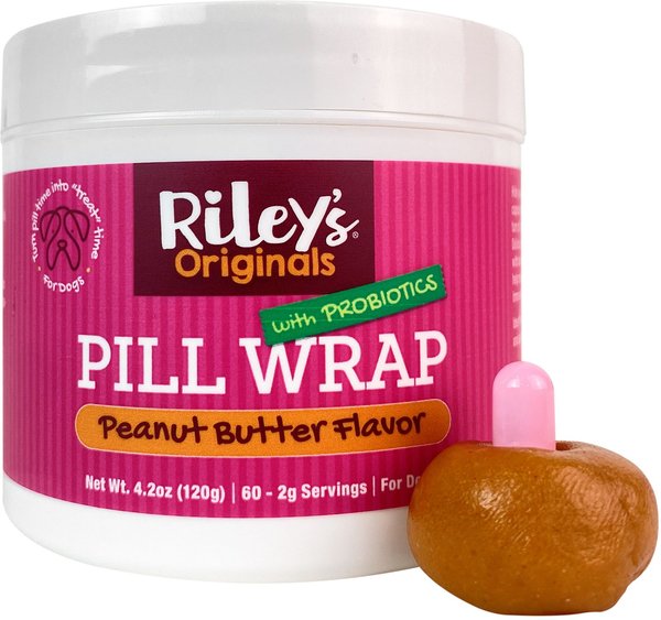 Riley's Originals Delicious Peanut Butter and Probiotic Pill Wrap Dog Treat， 4.2-oz bag