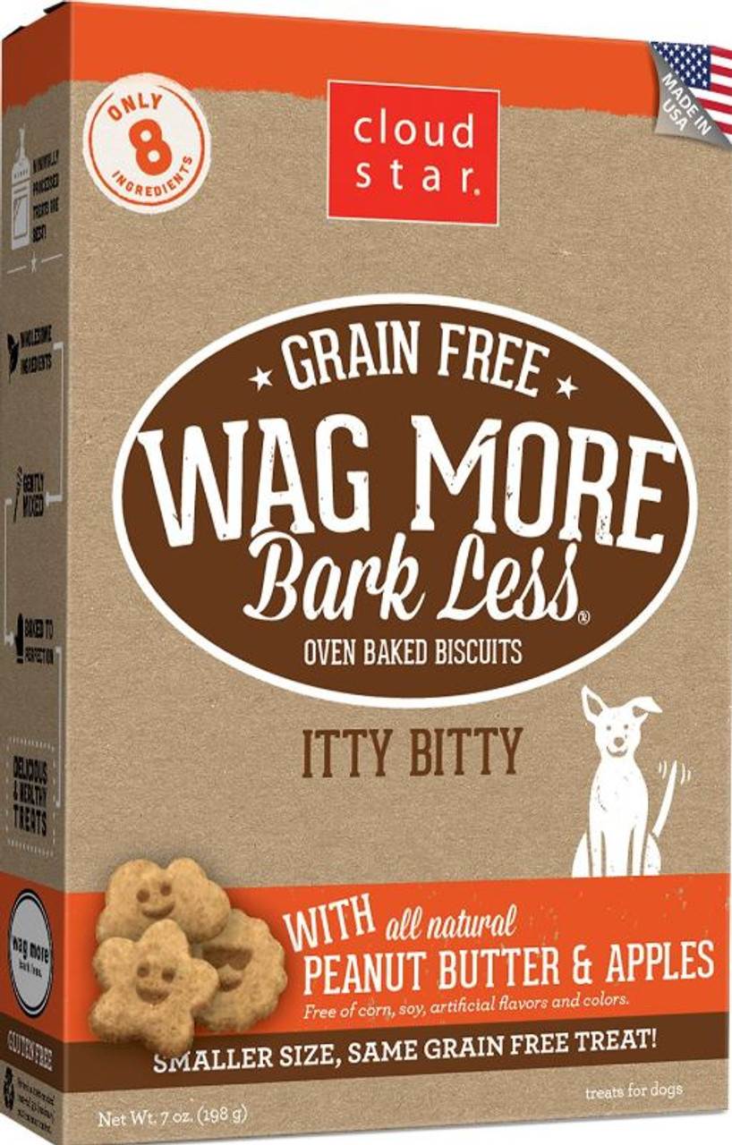 Cloud Star Wag More Bark Less Peanut ButterandApples Dog Treats 7oz Box