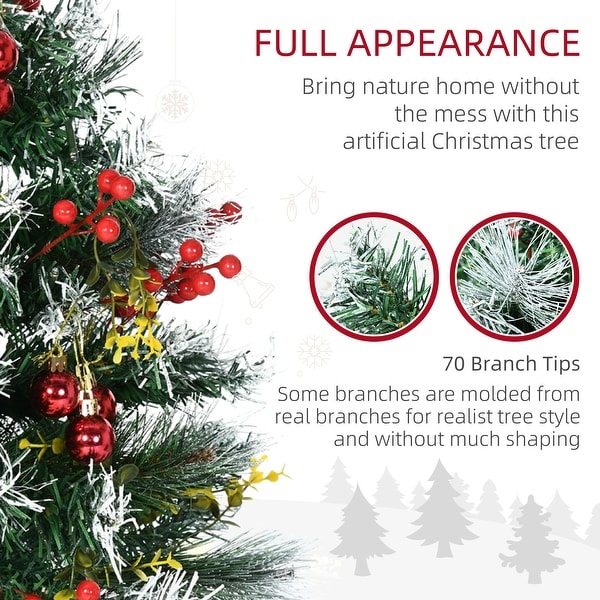 HOMCOM 2 Foot Outdoor PreLit Artificial Christmas Tree Cordless