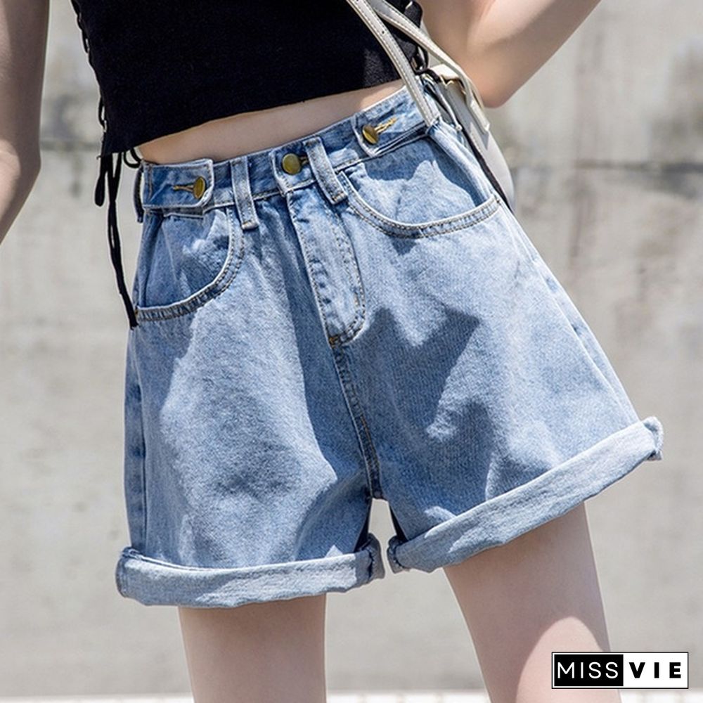 Plus Size Women's Shorts High Waist Shorts Women Minimalism Denim Shorts Summer Fashion Casual Jeans Short Pants