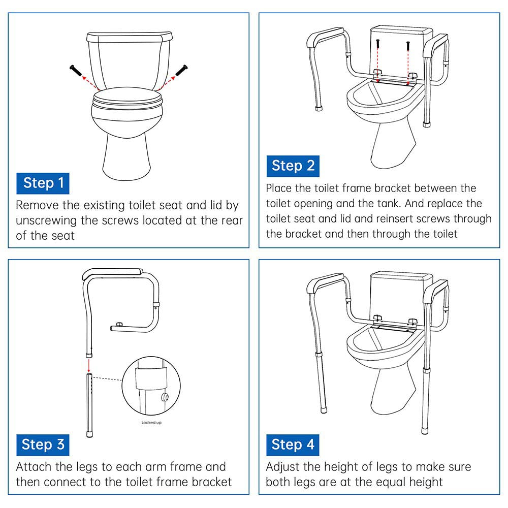 Yescom Handicap Toilet Safety Rail Grab Bar 375lbs Support Adjustable