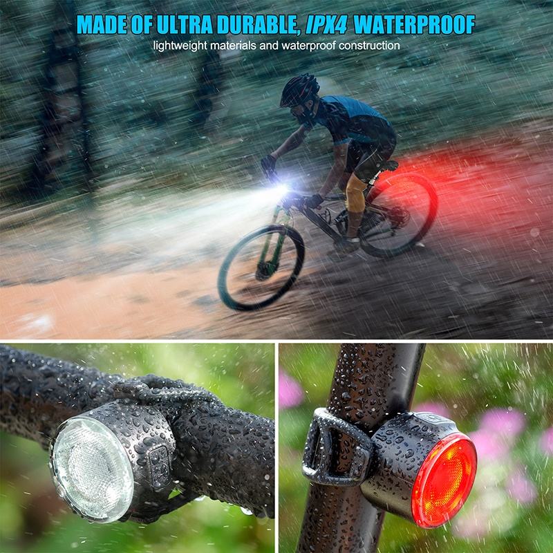 Q2 Bicycle Headlight Taillight LED Bike Rear Light Combo Set Front Rear lights USB Charge Safety Warning Headlight Cycling Light