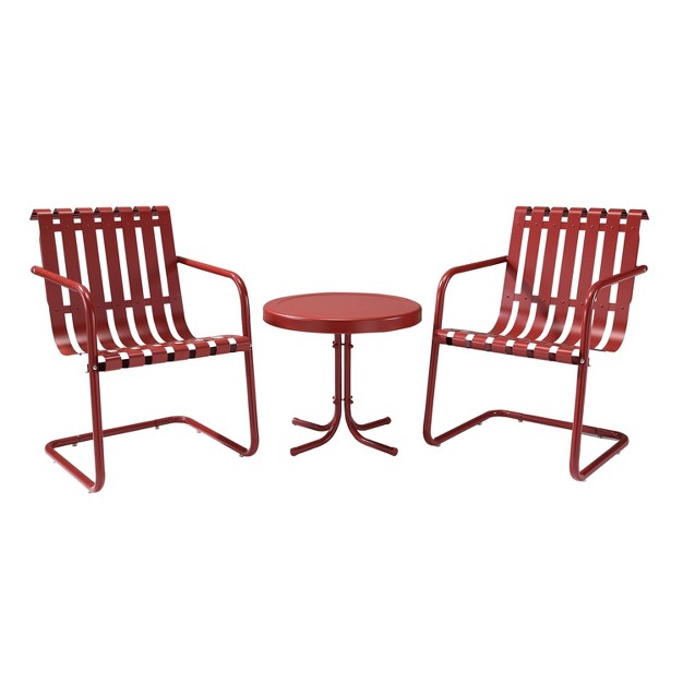 Gracie 3pc Outdoor Seating Set Dark Red Crosley