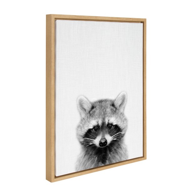 X 24 quot Sylvie Raccoon Framed Canvas By Simon Te Tai Natural Kate And Laurel