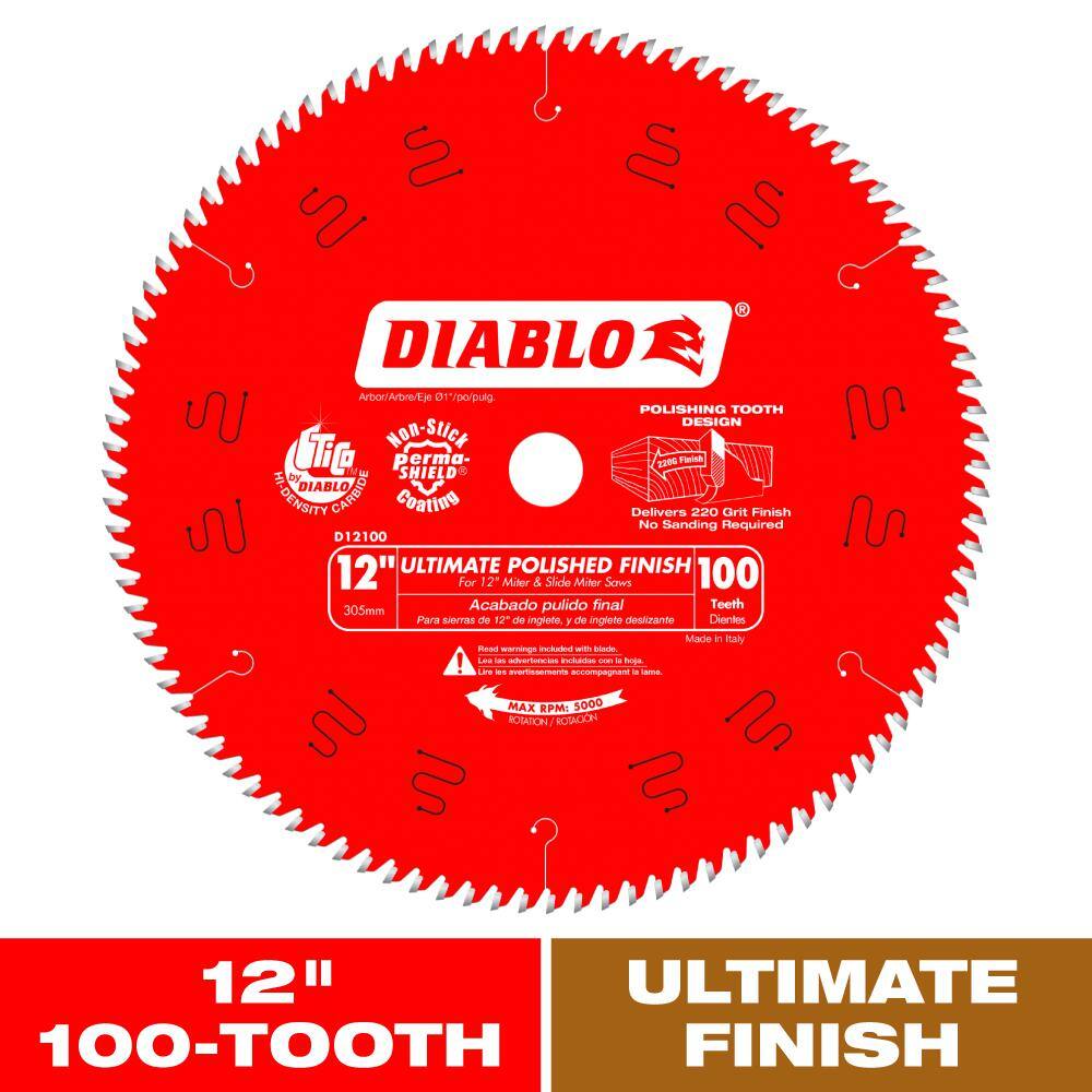 DIABLO 12 in. x 100-Tooth Ultimate Polished Finish Circular Saw Blade D12100X