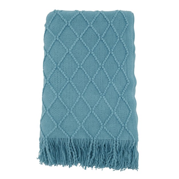 Solid With Knitted Design Throw Blanket Saro Lifestyle