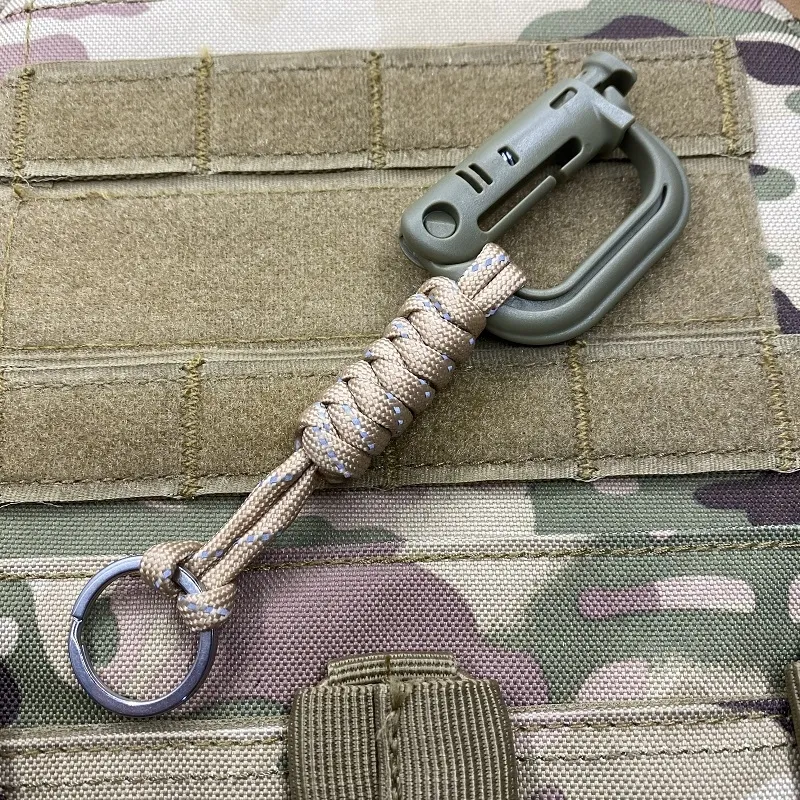 Custom Handmade EDC Tool Weave Outdoor Survival 550 Nylon Paracord Keyring Carabiner