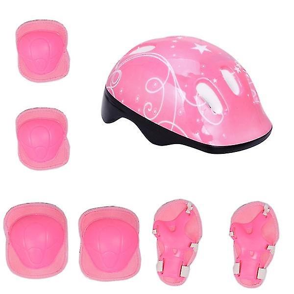 7pcs Children Elbow Wrist Knee Pads Helmet Children Sports Safety Protective Gear Skateboard Skate A