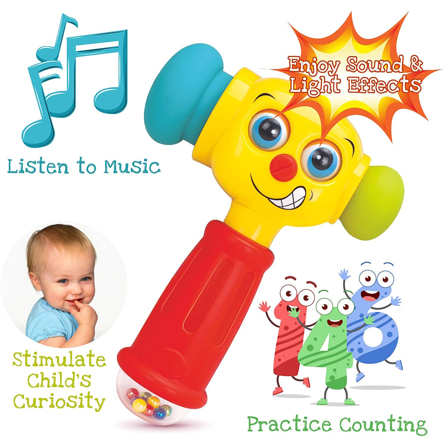 Toys for 1 Year Old Boys Girls Toddlers， Baby Toys 6 to 12 Months Toy Hammer with Music Sound and Light