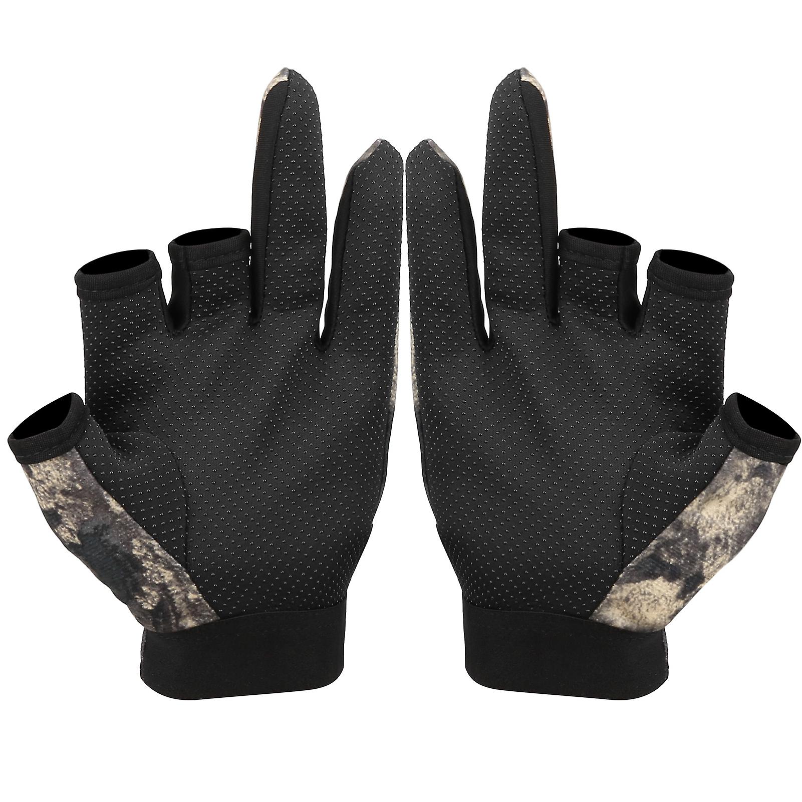 1 Pair 3finger Antislip Gloves Fishing Hand Camouflage Outdoor Activities Supplies