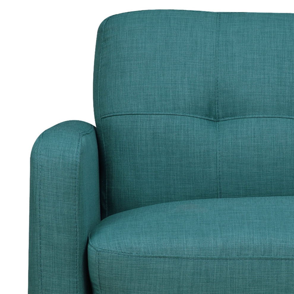 Contemporary Sofa  Dark Expresso Legs  ampPadded Foam Filled Polyester Seat  Teal   Midcentury   Sofas   by Decorn  Houzz