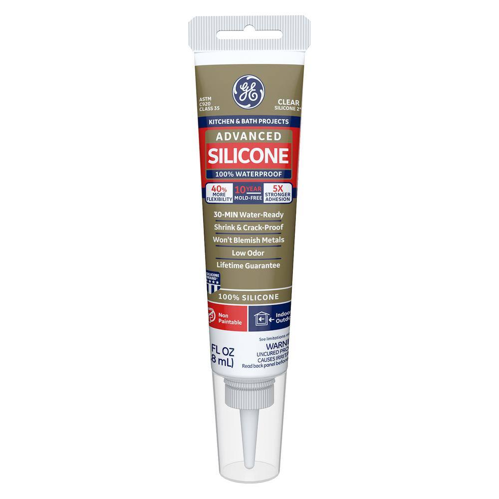 GE Advanced Silicone 2 2.8 oz. Clear Kitchen and Bath Caulk 2709136