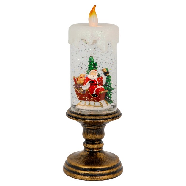 Pre lit Led Santa And Sleigh Candle Christmas Glitter Snow Globe