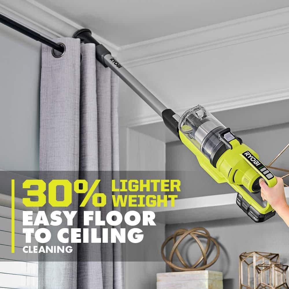 RYOBI ONE+ 18V Cordless Stick and Hand Vacuum Cleaner (2-Piece) with 4.0 Ah Battery and Charger PCL720KHV1