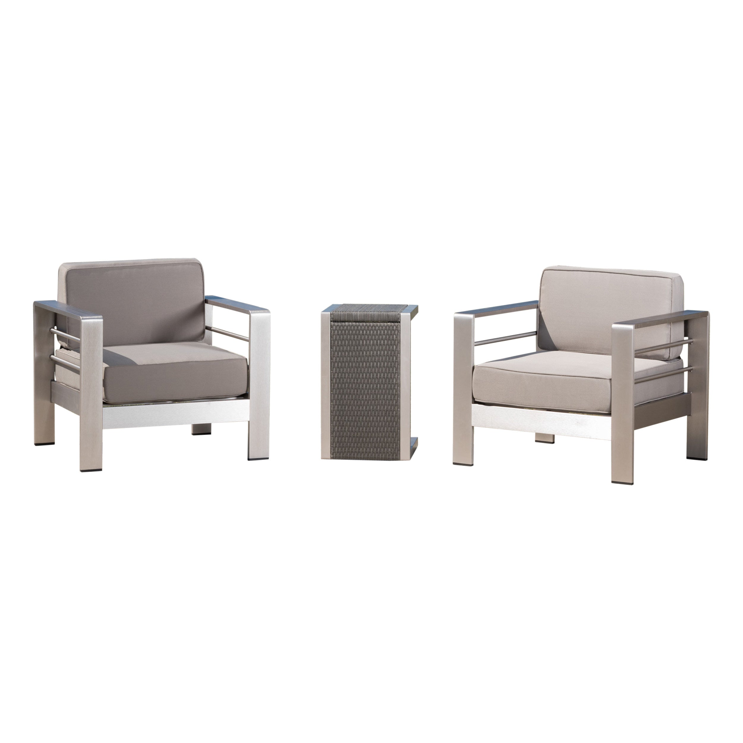 Coral Bay Outdoor Aluminum Club Chairs with Side Table