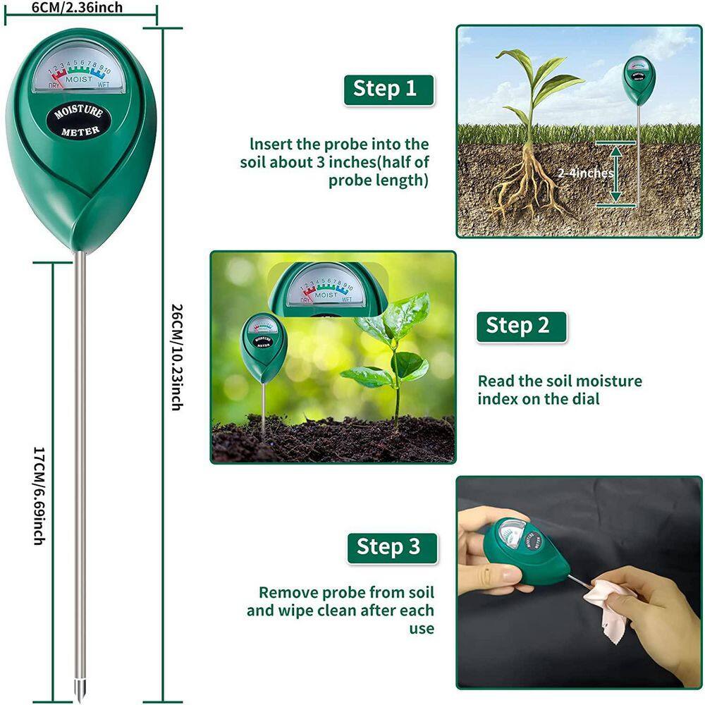 Soil Moisture Meter Plant Moisture Monitor for Garden Lawn Farm Indoor and Outdoor Green No Battery Required B09VC2825P