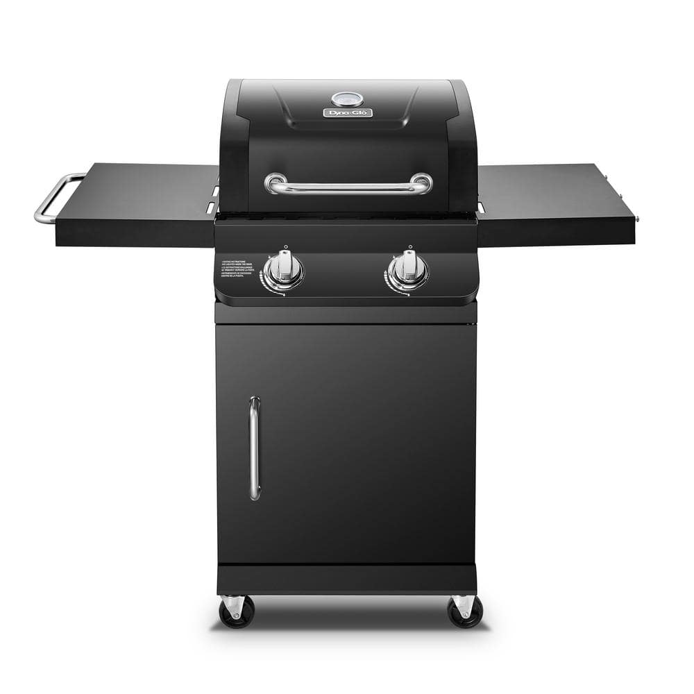 DynaGlo Premier 2Burner Propane Gas Grill with Folding Side Tables in Black