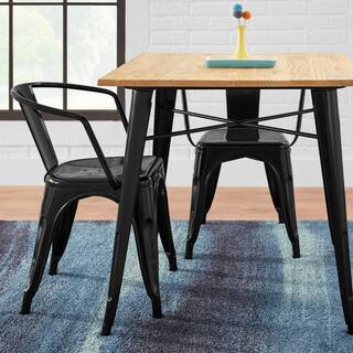 StyleWell Finwick Black Metal Square Dining Table TW801-BLK