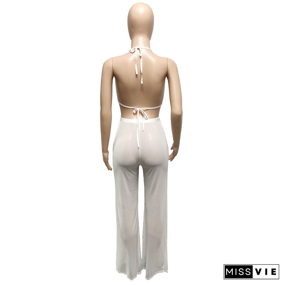 Mesh Matching Outfit Sexy 3 Piece Pants Set