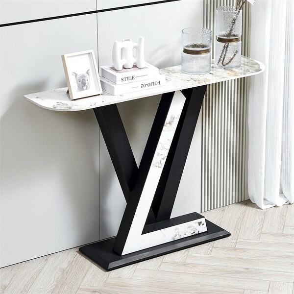 Console Table，Exquisite Shape Design w/ Adjustable Foot Pads