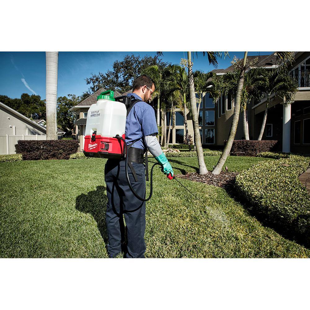 MW M18 18-Volt 4 Gal. Lithium-Ion Cordless Switch Tank Backpack Pesticide Sprayer Kit with Battery Charger  Safety Glasses 2820-21PS-48-73-2040