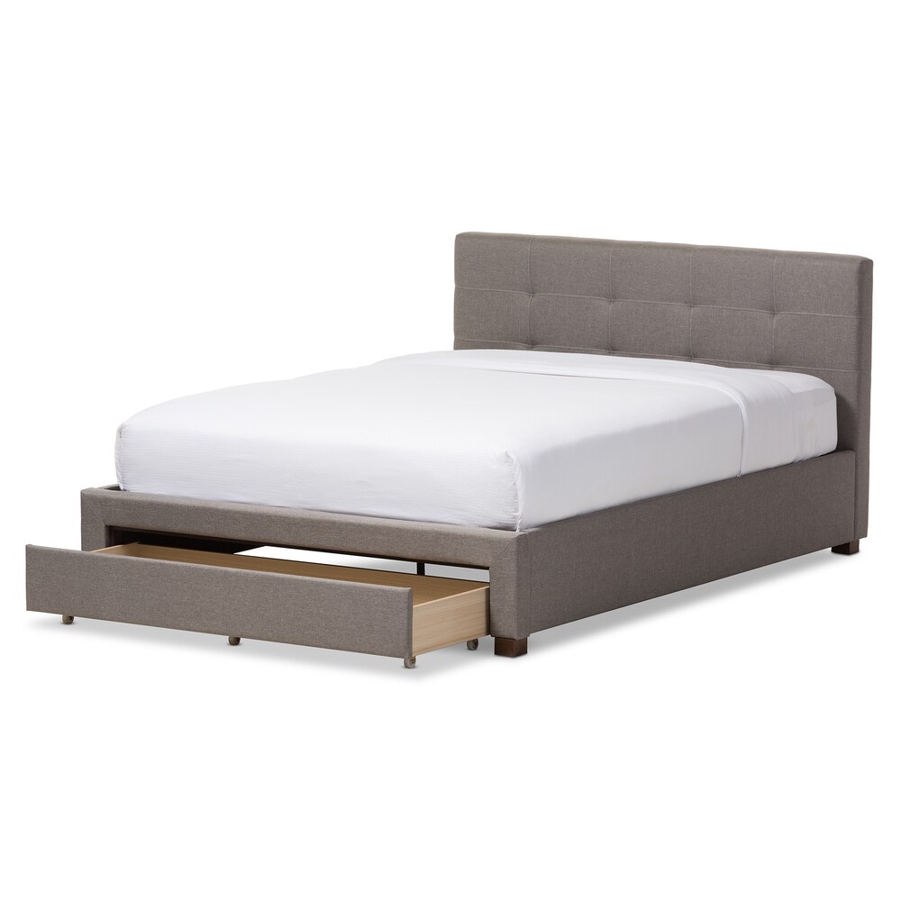 Contemporary Tufted Upholstered Storage Platform Bed by Baxton Studio