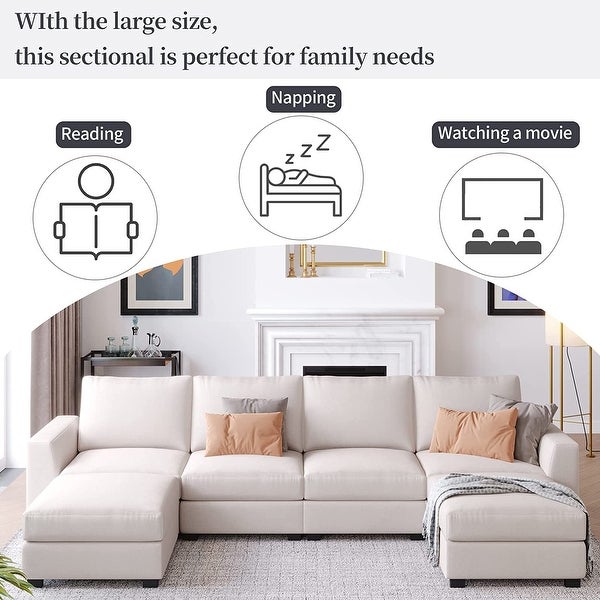 3 Pcs U Shaped Sectional Sofa， 130.7