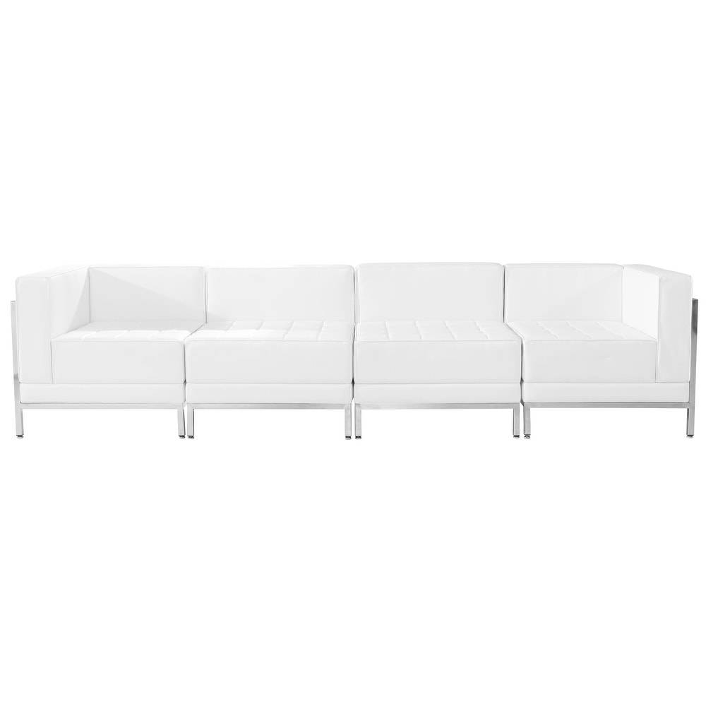 LeatherSoft 4 Piece Modular Lounge Set with Taut Back and Seat   113\