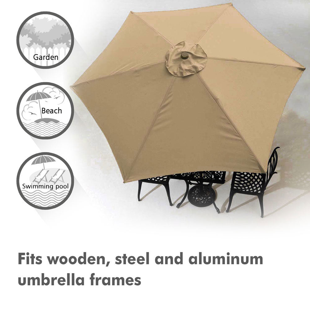 Yescom 9' 6-Rib Outdoor Patio Umbrella Replacement Canopy Multiple Colors