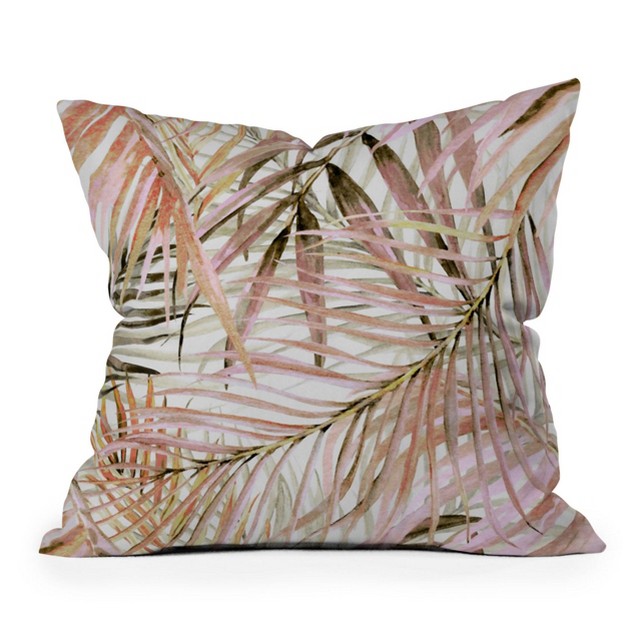 Marta Barragan Camarasa Leaf Outdoor Throw Pillow Pink Deny Designs